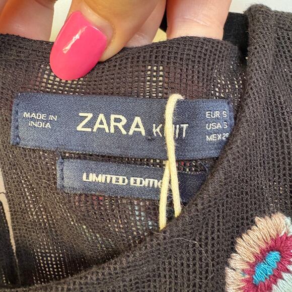 Zara Knit Beaded Embroidered Dress Boho Floral Wedding Guest Whimsygoth Small - Picture 13 of 15